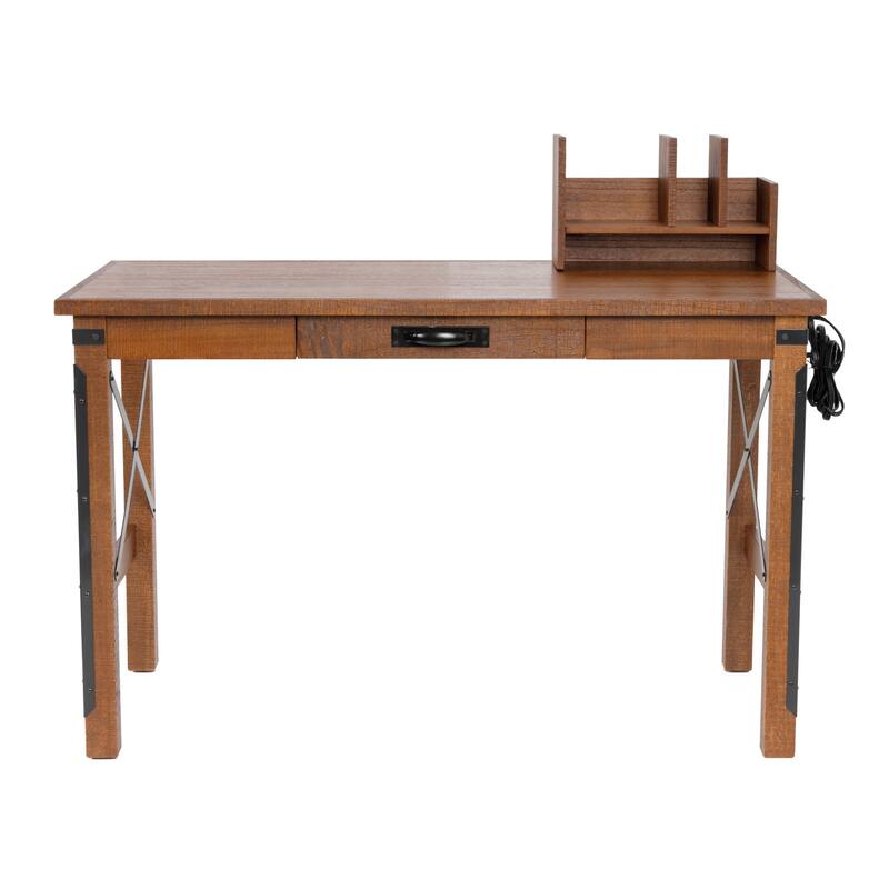 48 Inch Desk with USB Ports - Modern Computer Writing Table with Hutch