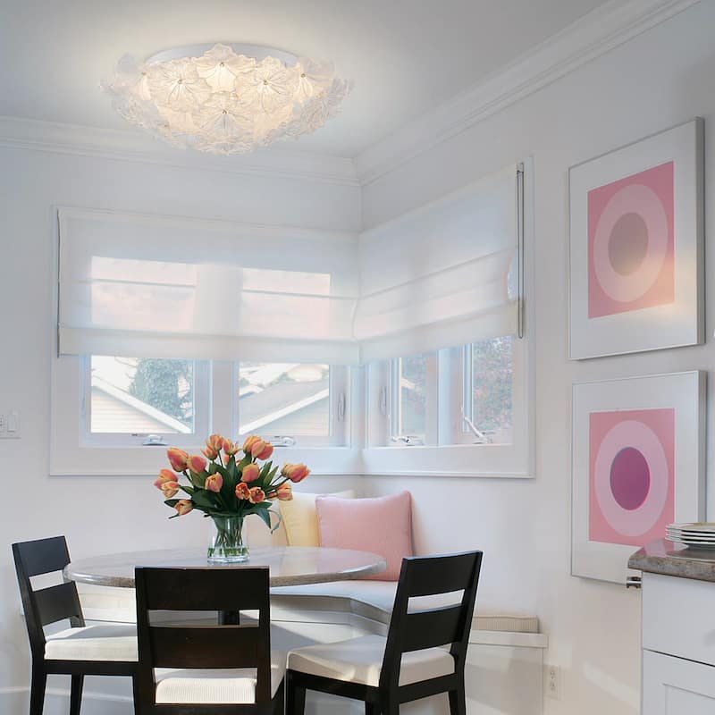 LED Flush Mount Ceiling Light with Clear and Frosted Glass Petal Design