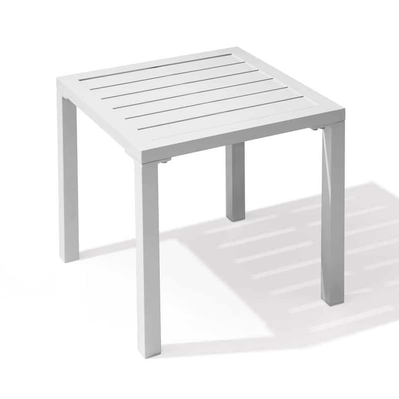 Outdoor Aluminum End Table Square Patio Side Table - 15.7" L x 15.7" W x 15.9" H