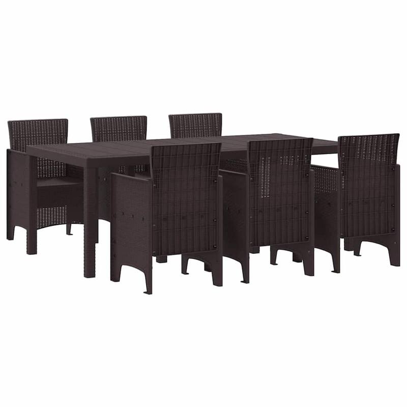 vidaXL Garden Dining Set 7/9 pcs Anthracite/Brown Polt rattan - 200 x 100 x 73 cm