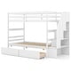 preview thumbnail 7 of 6, Solid Wood Bunk Bed Twin Over Twin Bed w/ Storage Stairs & Drawers White