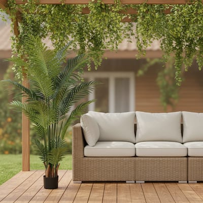 HomeRoots 59" Green Artificial Palm Tree in a Black Pot - 6.69 in. x 59.06 in. x 6.69 in.