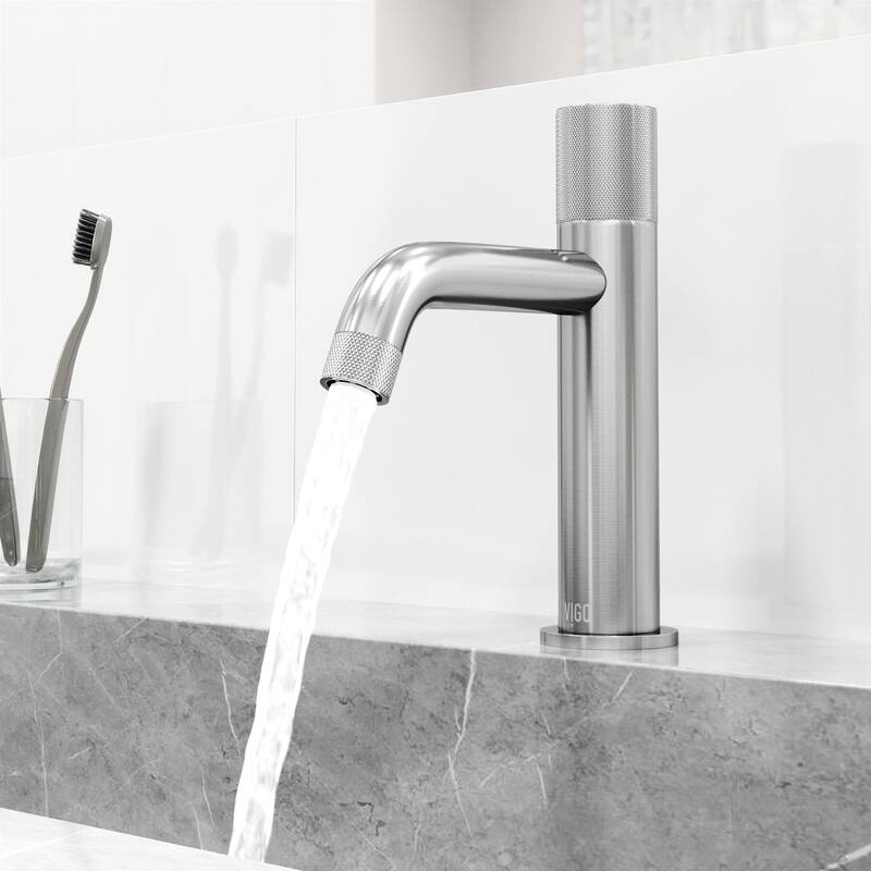 VIGO Apollo 8" H Button Operated Single Hole Bathroom Faucet