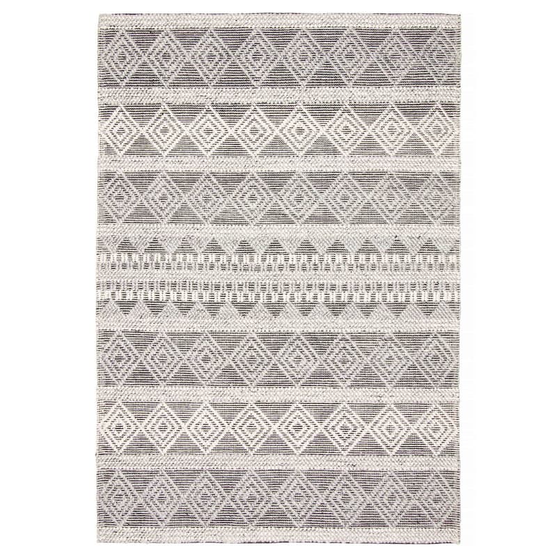 ECARPETGALLERY Braid weave Sienna Grey Wool Rug - 5'2 x 7'8 - Grey - 5'2 x 7'8