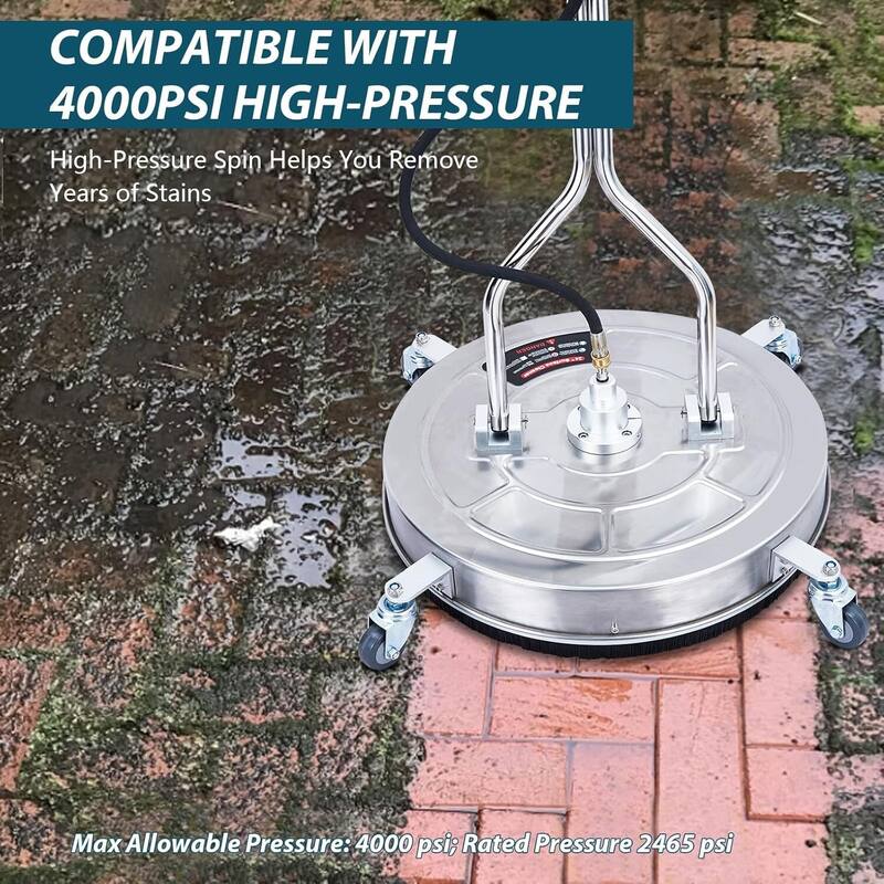 24 in Pressure Washer Surface Cleaner with Dual Handle for Driveway Sidewalk Patio