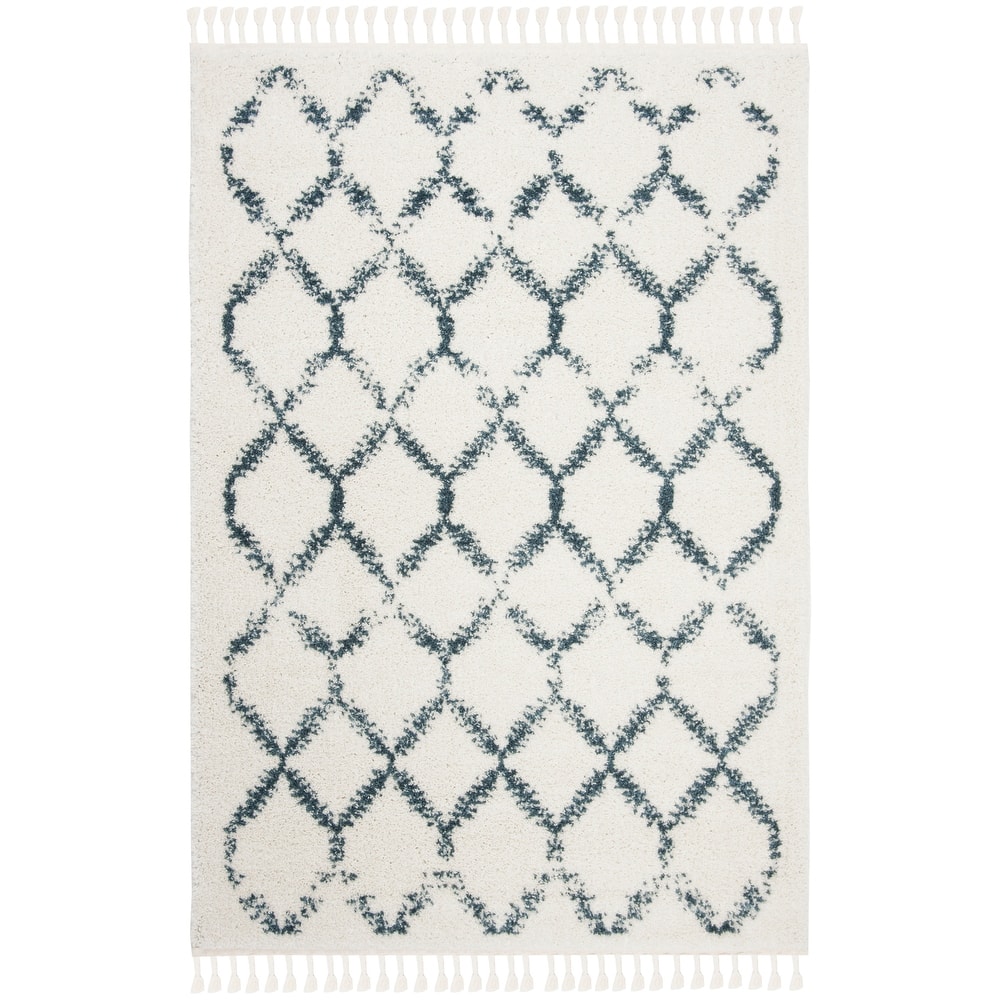 SAFAVIEH Berber Fringe Hassanah Lillis Trellis 1.2-inch Thick Rug
