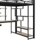 preview thumbnail 9 of 34, Full Size Metal Loft Bed with Small Wardrobe, L-shaped Built-in Desk, Storage Shelves & Storage Staircase, No Box Spring Needed