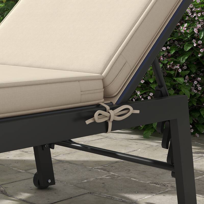 Outsunny 2 Patio Chaise Lounge Chair Cushions with Backrests, Replacement Patio Cushions with Ties for Outdoor Poolside Lounge