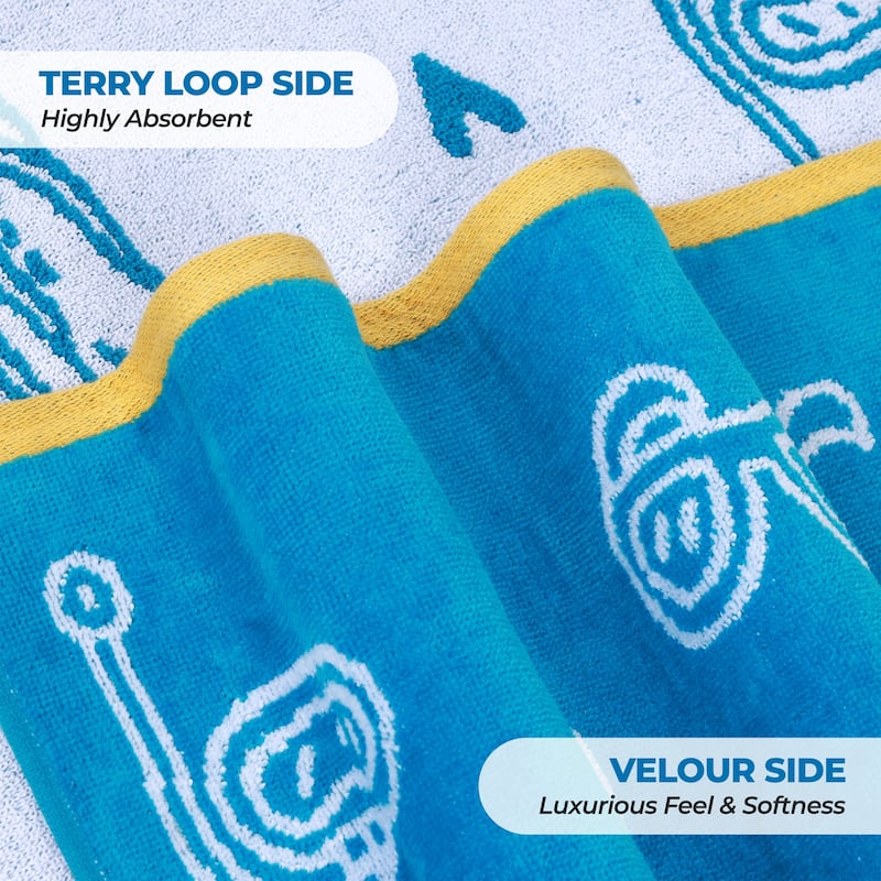Superior Bahama Cotton Fuzzy Velour Terry Large Oversized Beach Towel