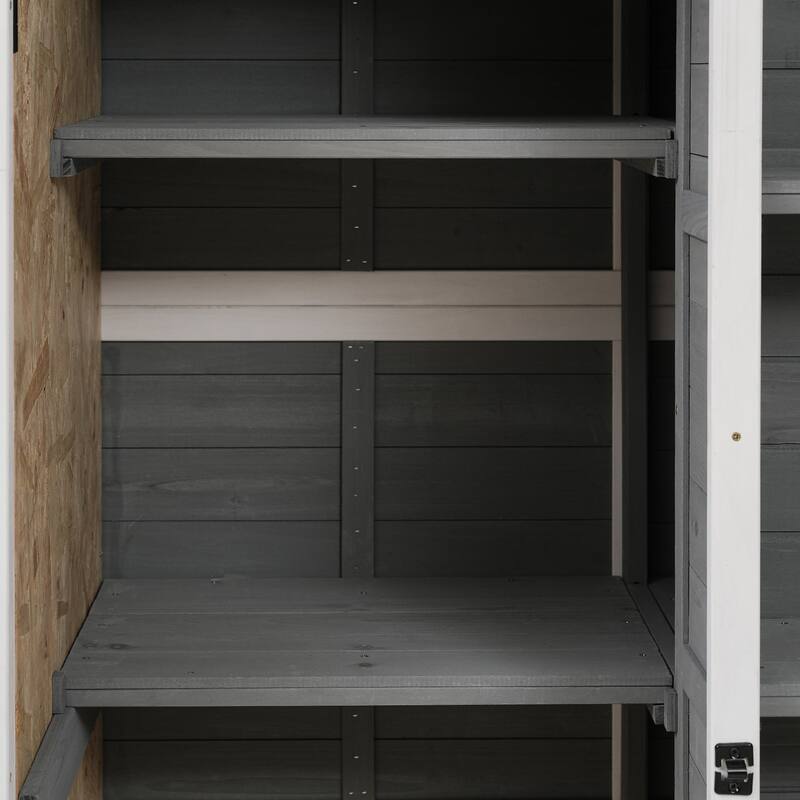 Outdoor 5.5ft Hx4.1ft L Wood Storage Shed, Garden Tool Cabinet with Lockable Doors
