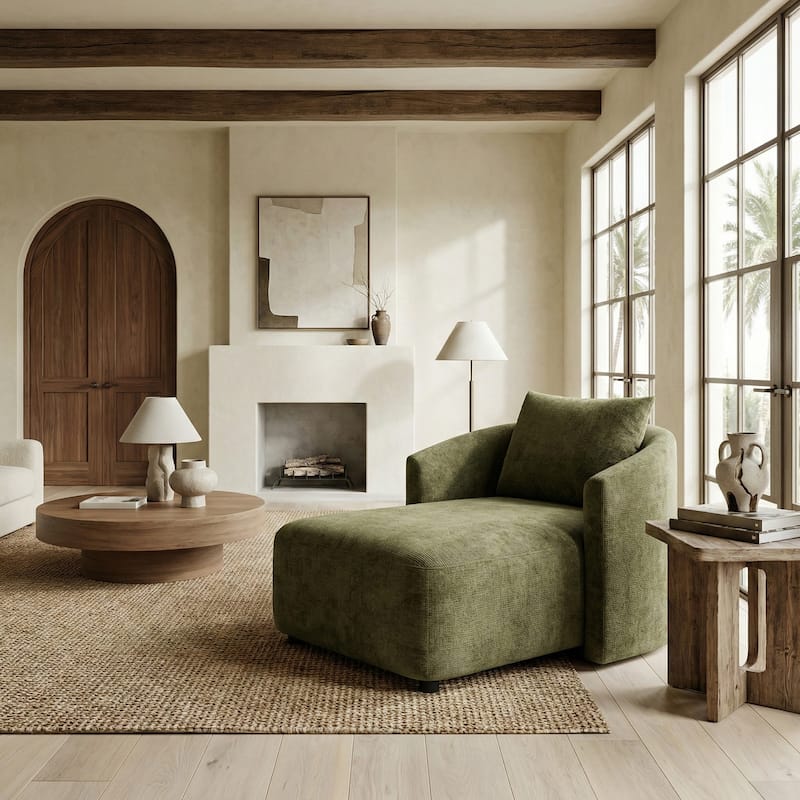 SAFAVIEH Couture Gwendelyn Chaise Lounge - 59"W x 39"D x 30"H - Green