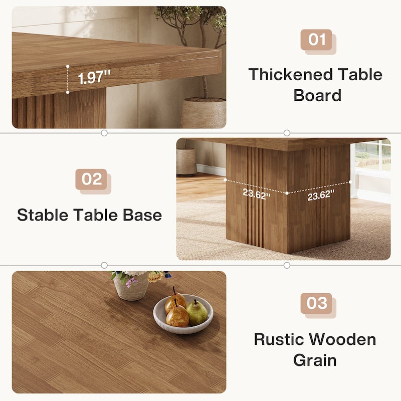 39 Inch Rustic Wooden Kitchen Dining Table for 4