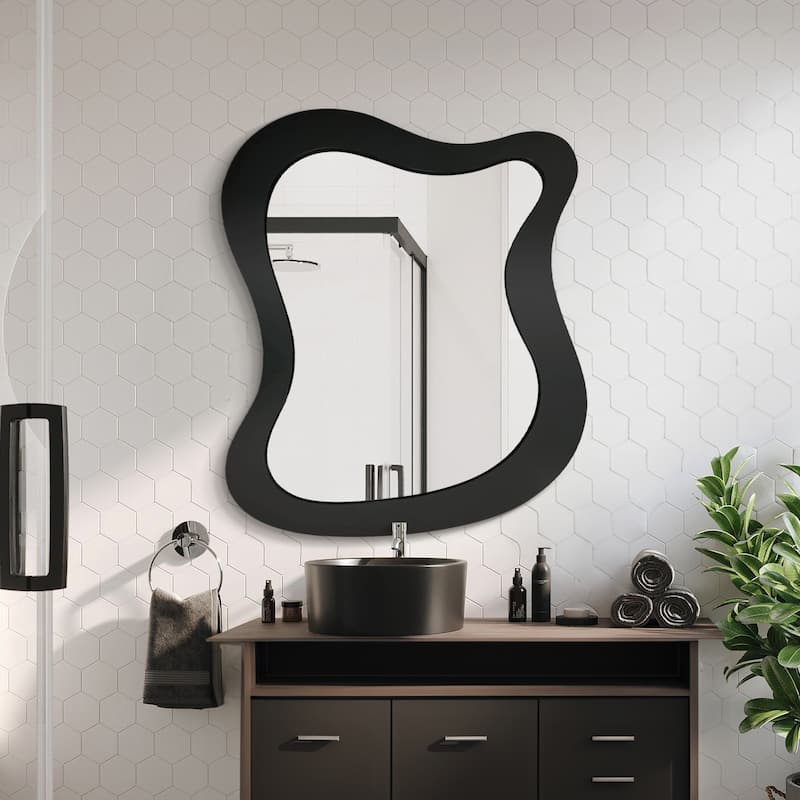 Asymmetrical Accent Mirror Irregular Wall Mirror - 20x24 - Black