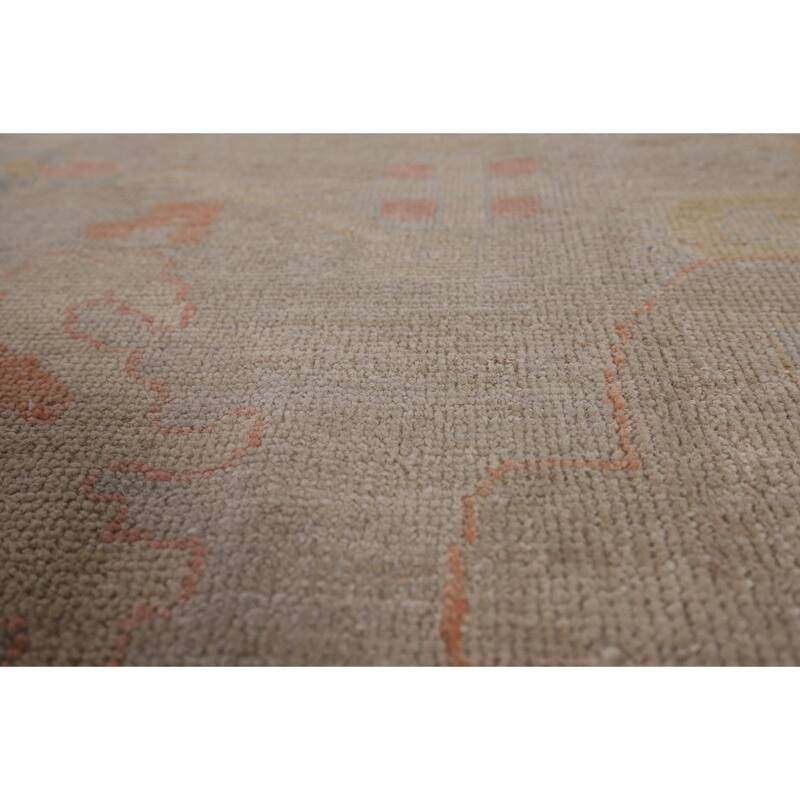 Beige Oushak Turkish Area Rug Hand-Knotted Wool Carpet - 8'9"x 11'10"