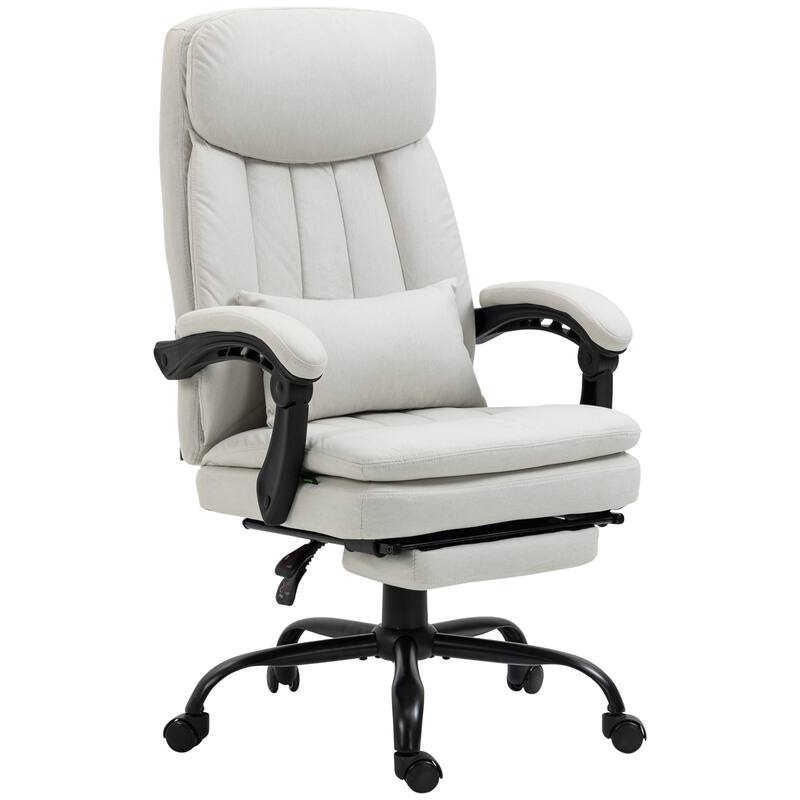 Microfibre Executive Massage Office Chair, Swivel Computer Desk Chair,Heated Reclining Computer Chair with Lumbar Support Pillow