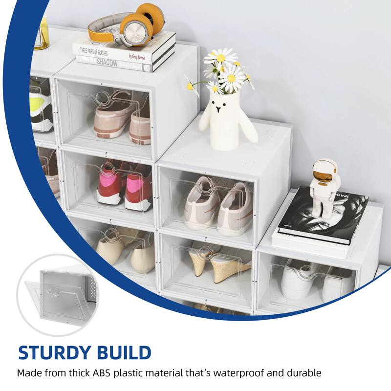 18 PCS Shoe Storage Organizers Stackable Shoe Storage Box Rack Containers Drawers