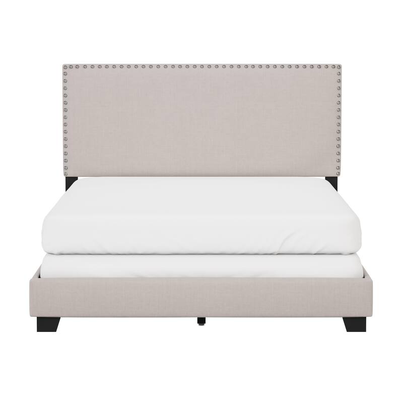 Gayle Nailhead Trim Upholstered Bed, by Hillsdale