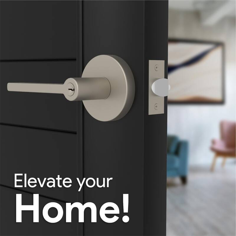Mega Handles RALPH Entry Lever & Deadbolt Combo – Modern Stainless Steel Lock Set for Left/Right Doors, Square Rosette