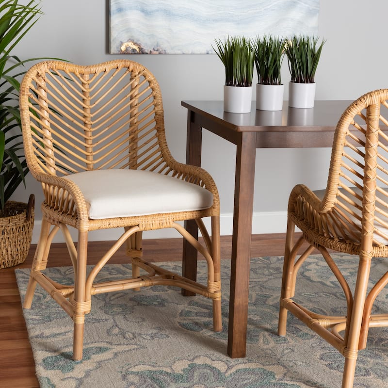 Arween Modern Bohemian Natural Brown Rattan Counter Stool