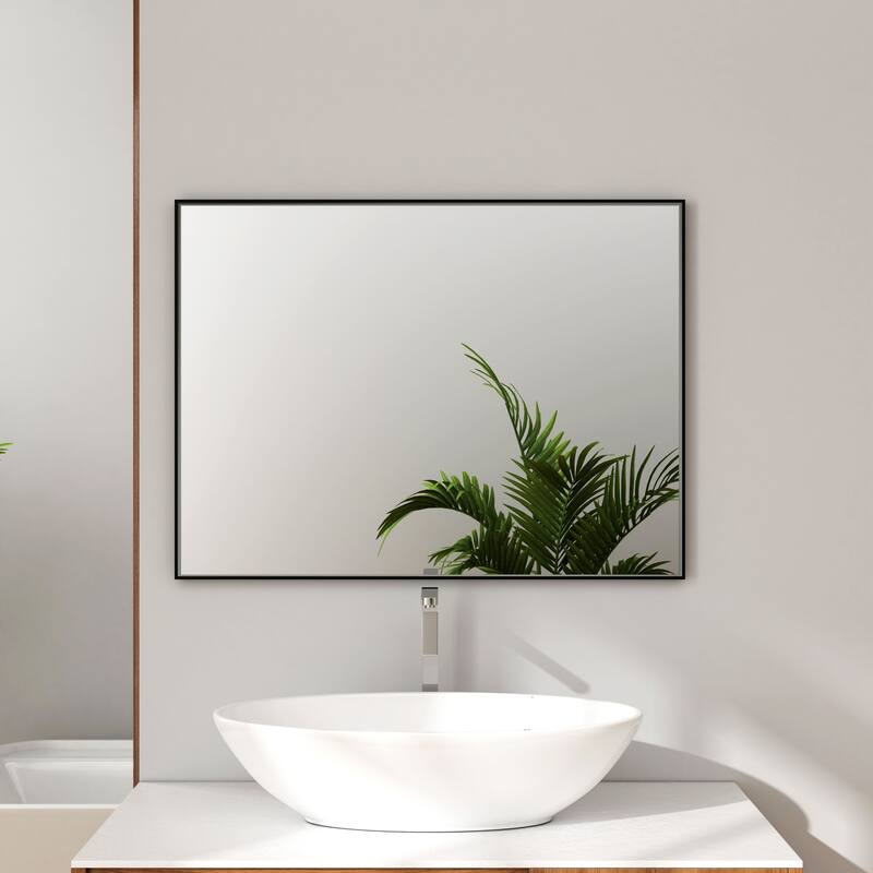 Organnice Rectangular Mirror Modern Black Frame Bathroom Vanity Mirror Clean Glass - 22"L*30"W