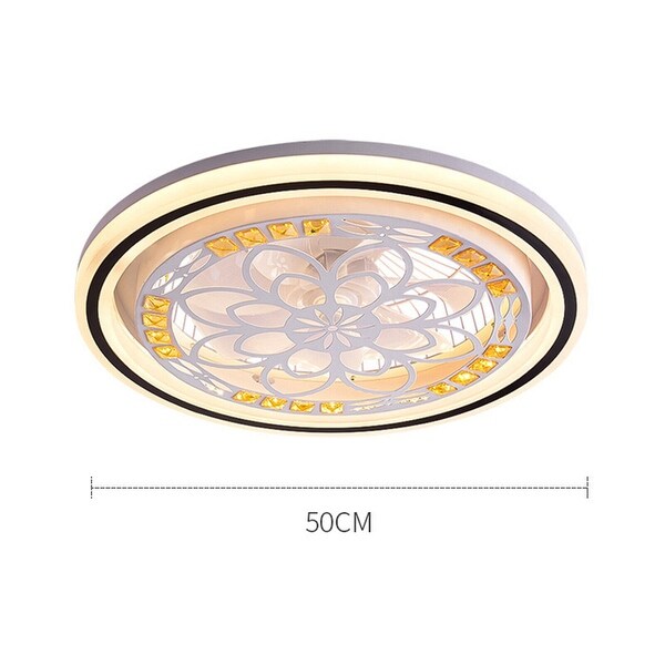 Enclosed 20Inch Low Profile Crystal Ceiling Fan With 7 Hidden