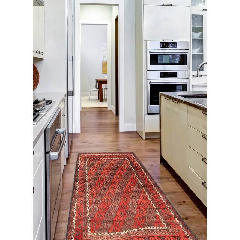 ECARPETGALLERY Hand-knotted Baluch Dark Copper Wool Rug - 3'2 x 6'4