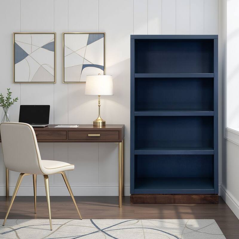 Bridgevine Home Nora Modular 60 inch High Bookshelf, No Assembly Required, Two-Tone Finish