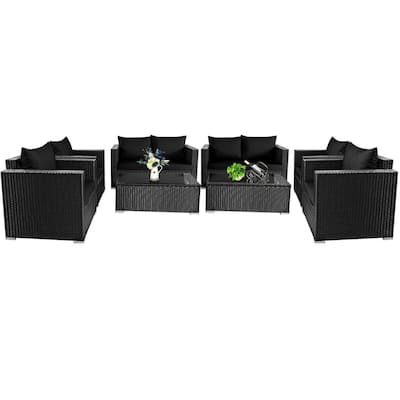 Gymax 8PCS Rattan Patio Conversation Set Outdoor Furniture Set w/ - See Details