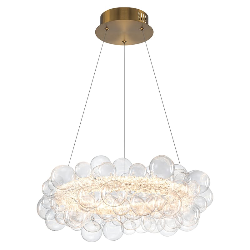 Crystal Bead LED Chandelier with Glass Globe, Adjustable