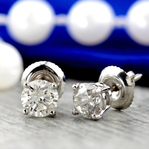 Auriya 14k Gold 1ct to 3ctw Round Clarity-enhanced Diamond Stud Earrings. Opens flyout.