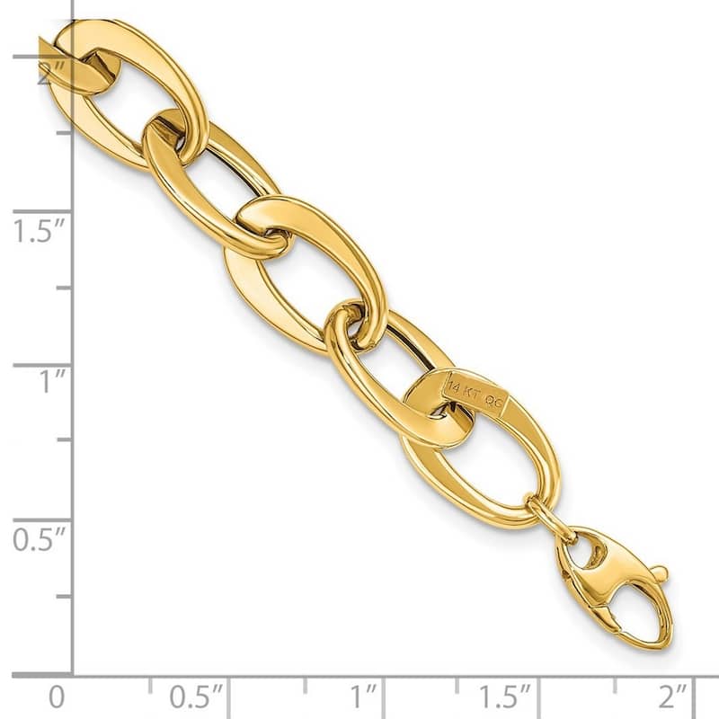 Curata 14k Yellow Gold 9.7mm Italian Polished Fancy Link Bracelet - 8 Inch