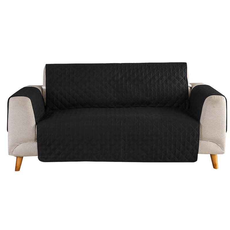Quilted Microfiber Sofa Slipcover Furniture Protector Mat with Straps