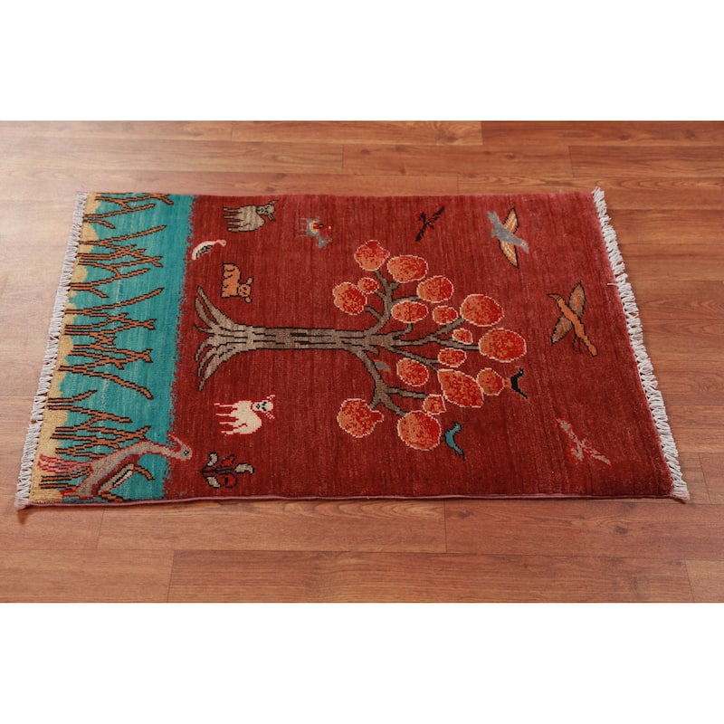 Traditional Red Kazak Rug Hand-Knotted Oriental Foyer Wool Carpet - 2'0"x 3'0" - 2'0"x 3'0" - Red