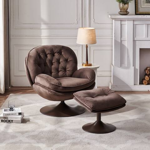 Swivel Leisure chair lounge chair velvet chocolate color - 31.5" (W) * 33.46" (D) * 32.28" (H)
