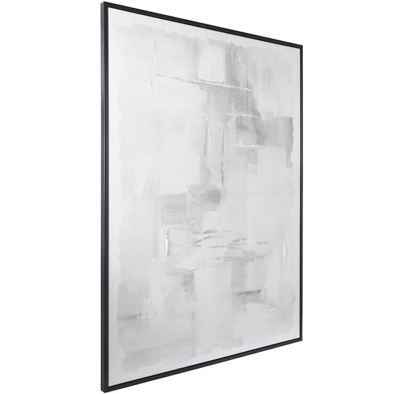 Canvas Abstract Framed Wall Art with Black Frame - Gray - Roche River Decor