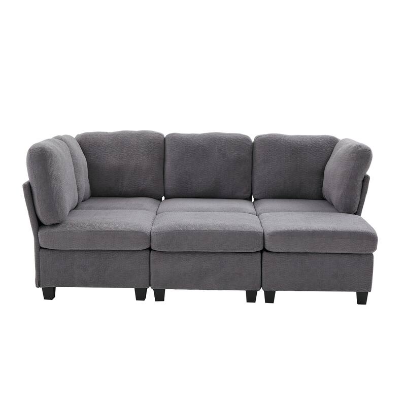 GDFStudio - Modular Polyester 6-Seat 113.39" Sectional with Storage Ottoman