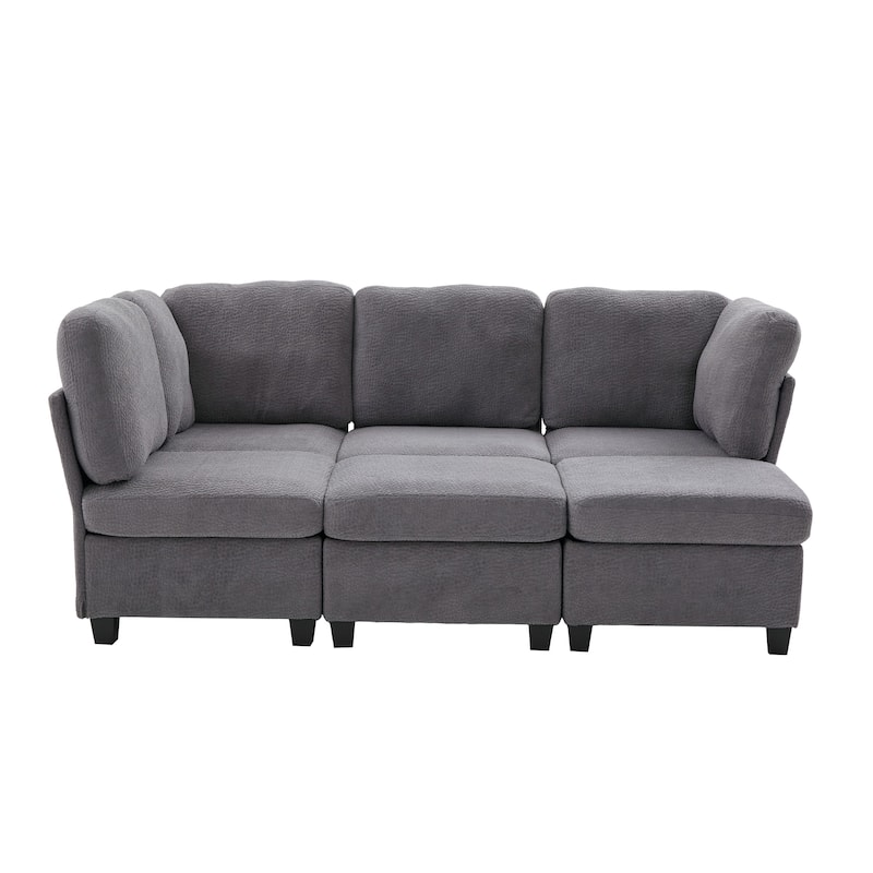 Modular Sleeper Sofa Bed U-shaped Sectional Couches with Hidden Storage Seat and Ottomans, Freely Combinable Chaise Lounge Sofa