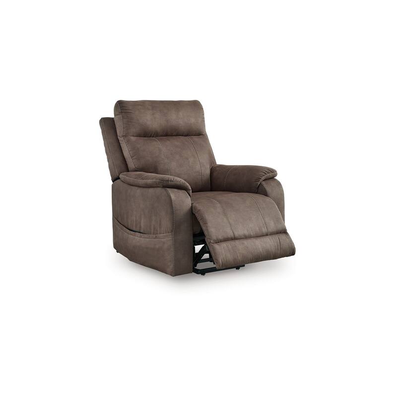 Mead Power Recliner Chair, Heat, Massage, 35 Inch Brown Faux Leather