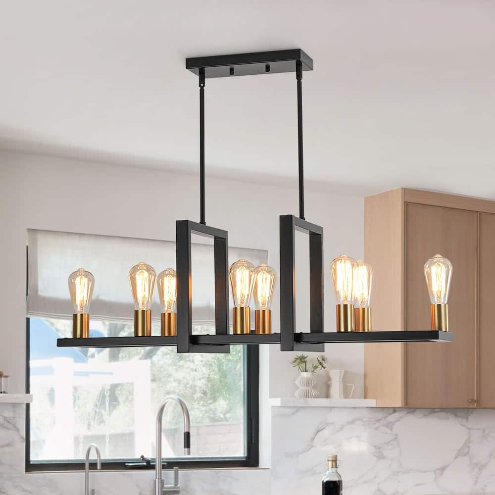 Modern Farmhouse 8-Light Square Frame Kitchen Island Chandelier - 35.8in