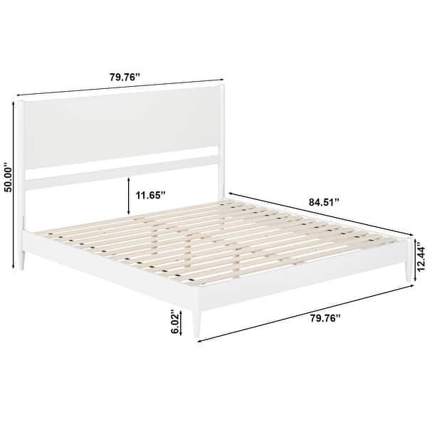 dimension image slide 9 of 15, Pasadena Solid Wood Low Profile Platform Bed