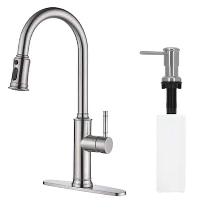 Pull Down Kitchen Faucet Pull Out Sprayer with Soap Dispenser