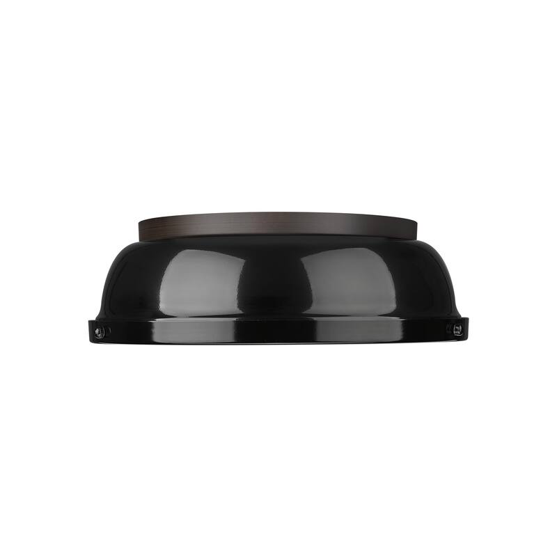 Yep by Golden Lighting Duncan 2-light Flush Mount in Rubbed Bronze and Black shade