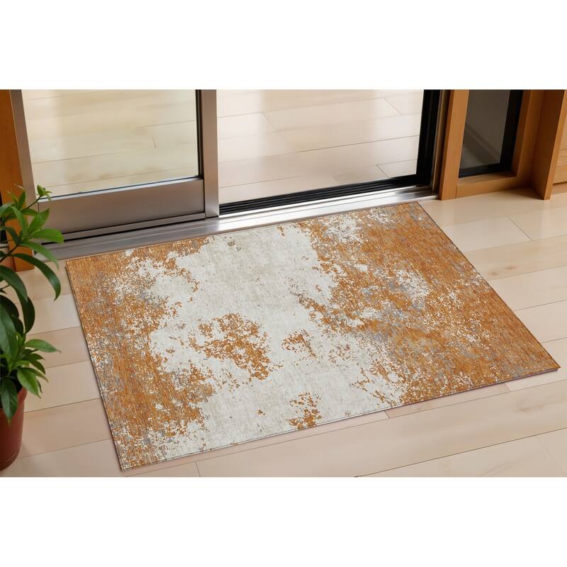 HomeRoots Abstract Transitional Rectangle Outdoor Rug - 3' x 5'