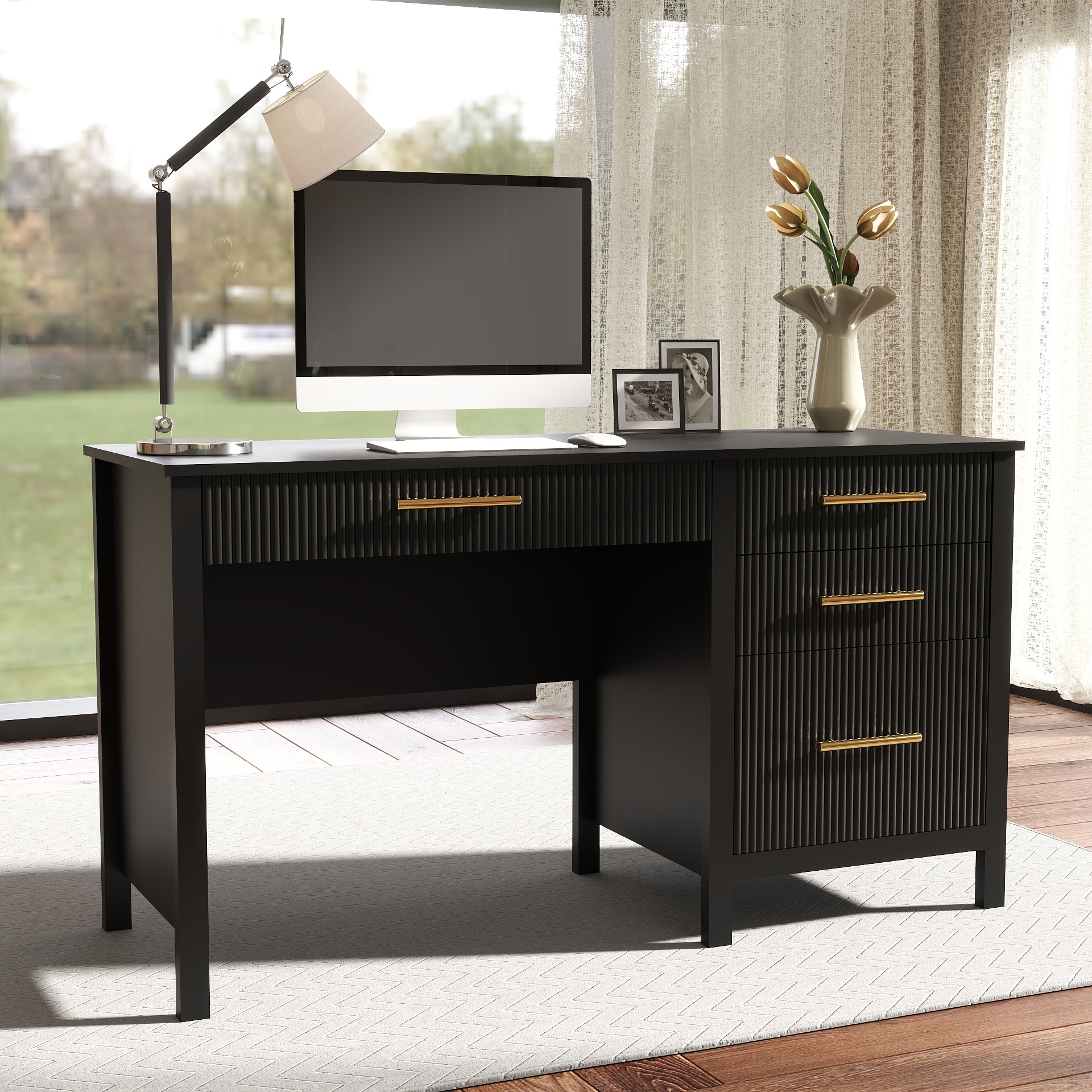 54W Executive Desk Home Office Desk with File Drawer - Overstock