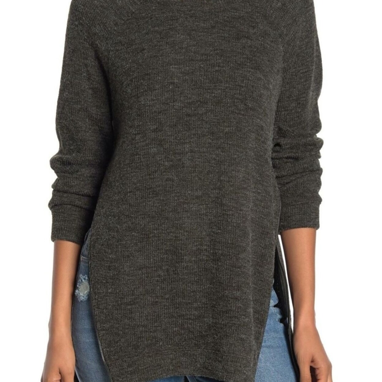 rachel roy zip asymmetrical sweater