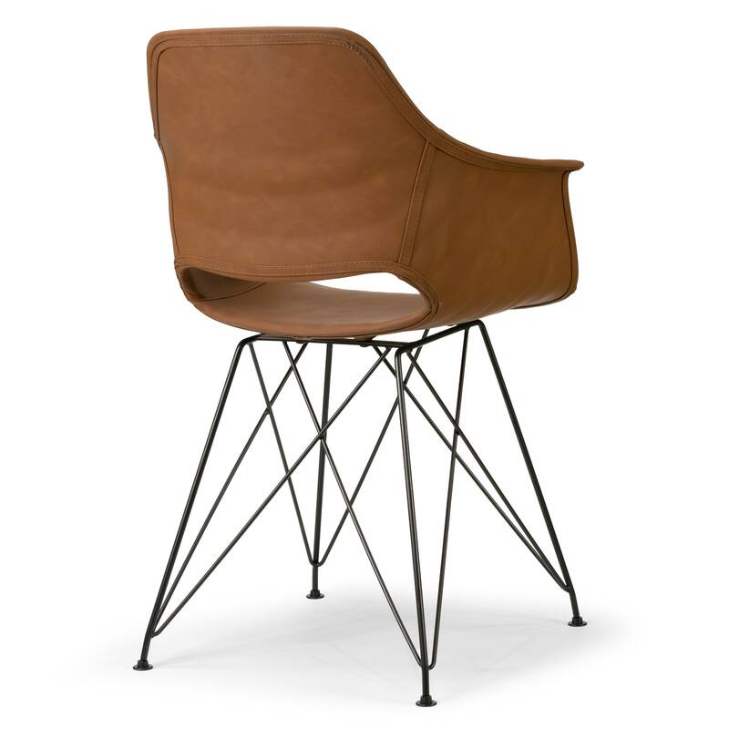 Alora Retro Modern Caramel-brown Arm Chair with Black Legs (Set of 2)