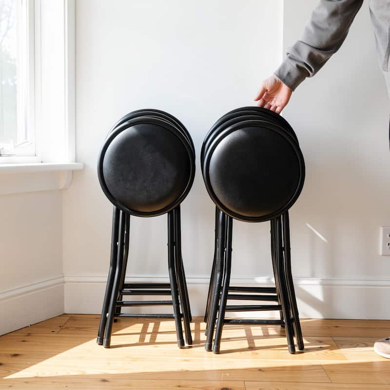 Homy Casa Set 2/4 Black Metal Folding Stools Portable Home & Events