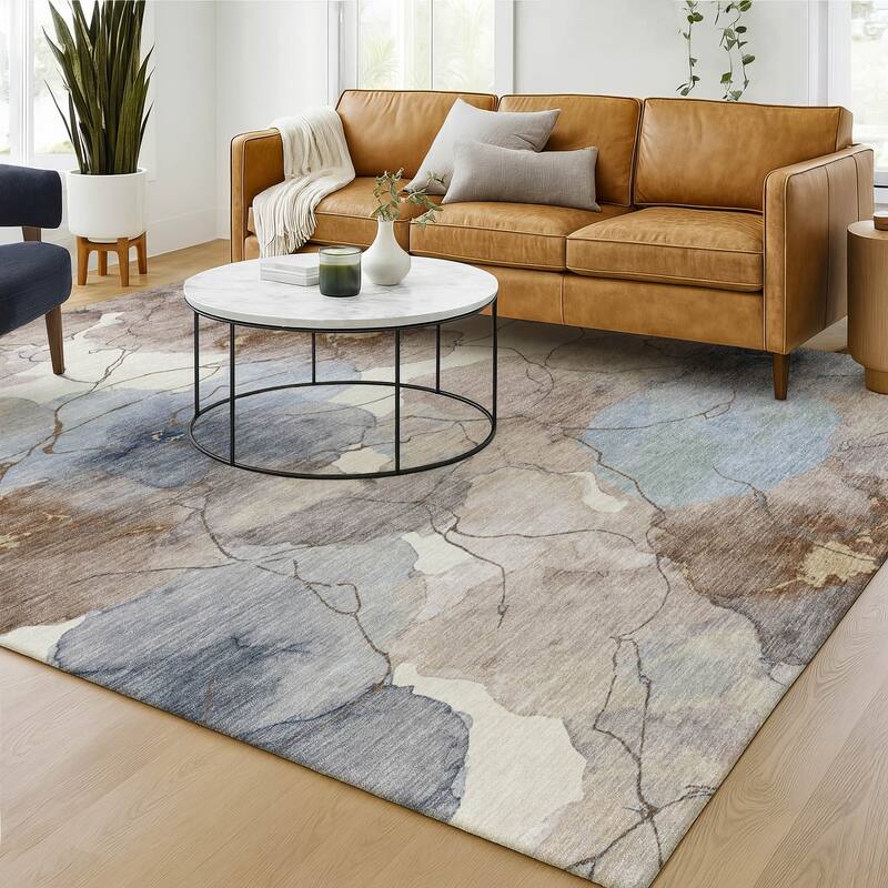 Machine Washable Indoor/ Outdoor Floral Mara Chantille Rug