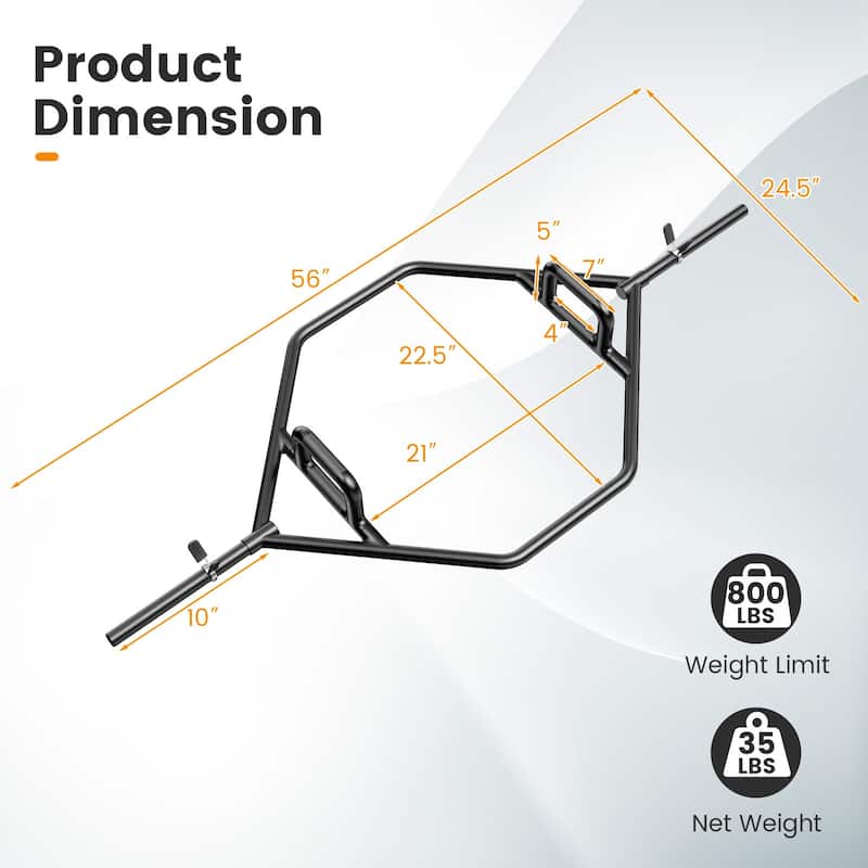 Gymax Heavy Duty Olympic Hex Trap Bar w/ Flat or Raised Knurled
