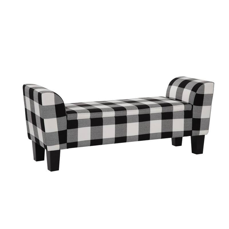 Grafton Home Claire Transitional Upholstered Storage Bench - Black/White Check